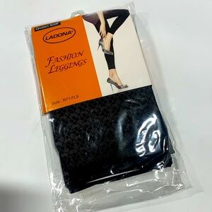 Black Fashion Leggings LADONA - 80’s Leggings with Pattern 6163-6 Black Diamond